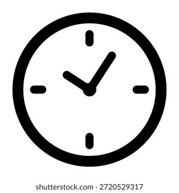 Clock Icon Silhouette. Modern Black Time Watch Symbol Isolated on White Background. Vector Illustration
