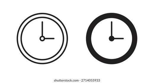 Diseños de Vector de silueta de icono de reloj. Trazos editables