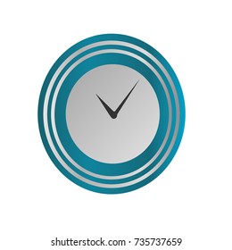 Clock icon in silver and blue style, timer on isolated background. Vector design element