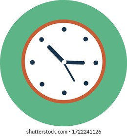 Clock icon. Simple colorful vector on green background