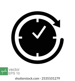 Clock icon. Simple flat style. Time, arrow, wall, business, circle, speed, stopwatch, deadline, alarm counter concept. Vector illustration isolated on white background. EPS 10.