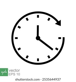 Clock icon. Simple flat style. Time, arrow, wall, business, circle, speed, stopwatch, deadline, alarm counter concept. Vector illustration isolated on white background. EPS 10.