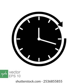 Clock icon. Simple flat style. Time, arrow, wall, business, circle, speed, stopwatch, deadline, alarm counter concept. Vector illustration isolated on white background. EPS 10.