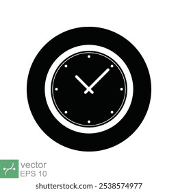 Clock icon. Simple flat style. Wall clock face, office hour, dial, arrow, circle, round, watch, time concept. Vector illustration isolated on white background. EPS 10.