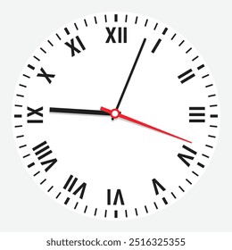 Clock icon. Simple clock with roman numerals. Vector illustration