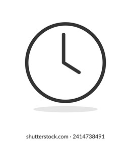 Icono de reloj silueta simple estilo plano ilustración vectorial sobre fondo blanco.