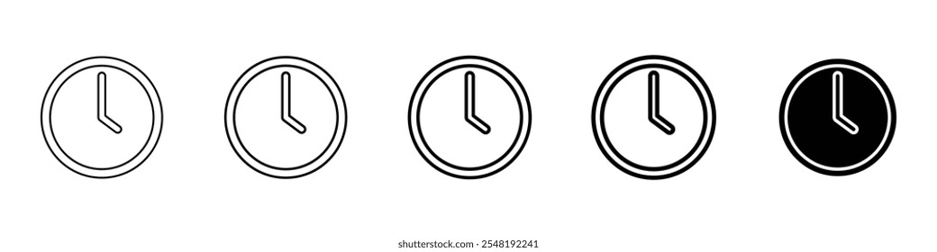 clock icon Simple thin line logo set