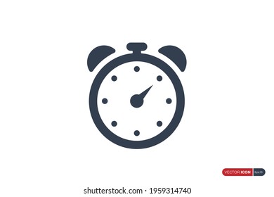 Clock Icon. Simple Watch Timer Symbol isolated on White Background. Flat Vector Icon Design Template Element.