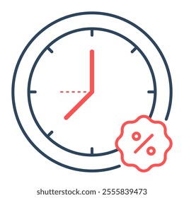 Clock icon. clock, special offer, time, hour, minute, discount, offer, sale, deal, shop. Vector icon illustration