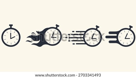 Clock icon with speed effect, depicting fast time, deadline, and urgency in graphic form.
