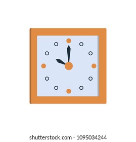 Clock icon square wall watch showing time ten o'clock vector illustration of timekeeper isolated on white background. Stylish timer in flat style design