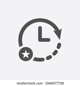 Clock icon with star sign. Clock icon and best, favorite, rating symbol. Vector icon