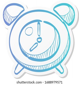 Clock icon in sticker color style. Alarm waking wall time deadline