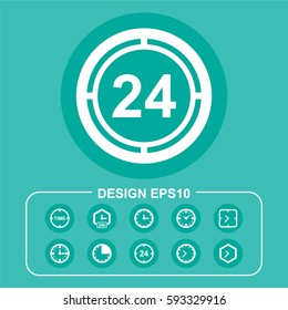 Clock icon stock vector illustration. Flat design.