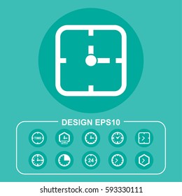 Clock icon stock vector illustration. Flat design.