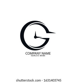 Clock icon symbol logo design vector illustration template

