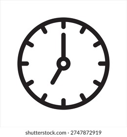 Clock icon. Icon symbol for clock, time, deadline, working hours, alarm, schedule. Outline icon vector illustration