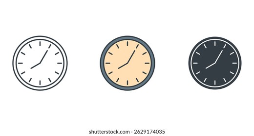 Clock icon symbol vector illustration isolated on white background