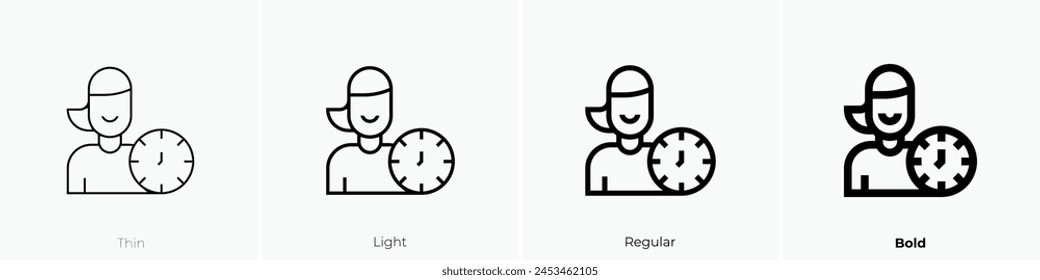 clock icon. Thin, Light Regular And Bold style design isolated on white background