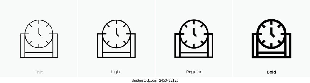 clock icon. Thin, Light Regular And Bold style design isolated on white background
