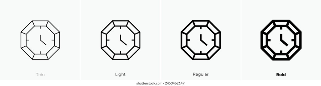 clock icon. Thin, Light Regular And Bold style design isolated on white background