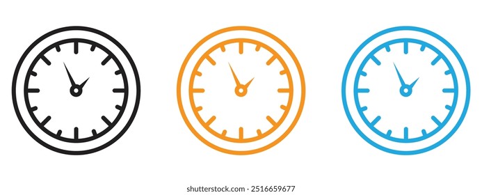 Clock icon Thin line illustration set