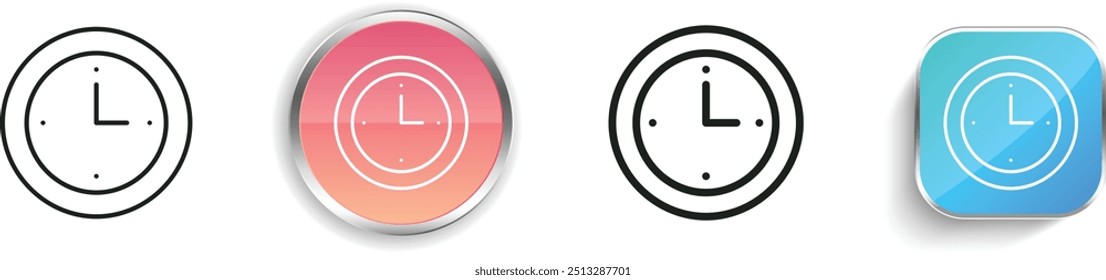 clock icon. Thin Linear, Regular and Button Style Design Isolated On White Background