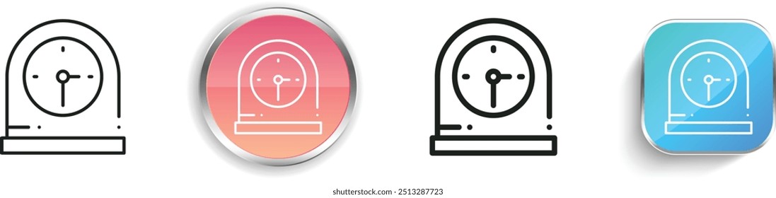 ícone de relógio. Design fino, linear, regular e estilo botão isolado no fundo branco