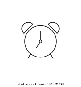 Clock icon in thin outline style. Alarm waking wake morning