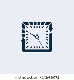 Clock Icon, Time Icon Isolated on Gray Background