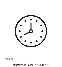 clock icon, time line sign on white background - editable vector illustration