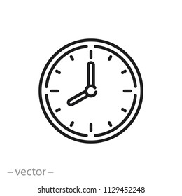 clock icon, time linear sign isolated on white background - editable vector illustration eps10