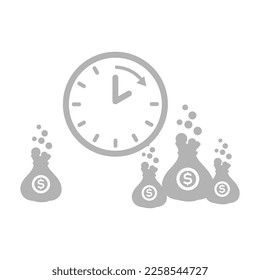 icono de reloj, concepto de tiempo es dinero, ilustración vectorial