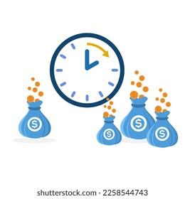 clock icon, time is money concept, vector illustration