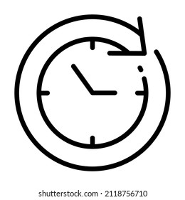 Clock icon. Time pictogram. Flat symbol for web. Line stroke. Isolated on white background. Vector eps10
