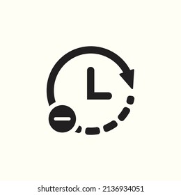 Clock icon. Time reduce icon simple vector iIllustration. Less time concept. Time, reduce, icon, less, vector, clock, watch, accuracy, blog, business, chronometer