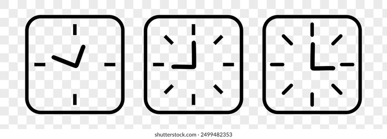 Clock icon. Time clock icon set. Wall clock vector icon. Schedule timer sign for UI designs. Watch icon .