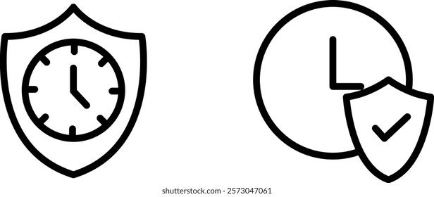 "Clock Icon Time with Shield Protection - Representing Security and Timeliness"