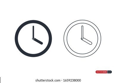 Símbolo de tiempo de icono de reloj aislado en fondo blanco. Elemento de plantilla de diseño de icono de vector plano.