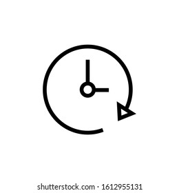 Clock Icon, Time symbol in outline style on white background