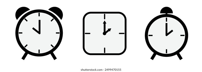 Icono de reloj. Conjunto de iconos lineales de Vector de tiempo y reloj. Gestión del tiempo. Temporizador, velocidad, alarma, recuperación, gestión del tiempo. Icono de reloj.