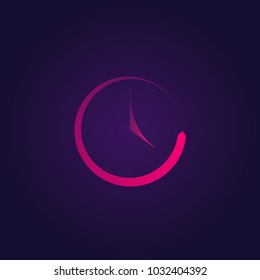Clock icon in trendy colors on ultra violet background. Wireframe style. Time symbol. UI element design. Vector illustration, EPS10.