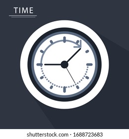 Icono de reloj en estilo plano moderno