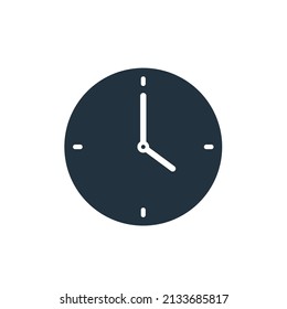 icono de reloj. de estilo moderno y plano, aislado de fondo blanco. Símbolo de reloj para el diseño de tu sitio web, logotipo, aplicación, interfaz de usuario. Ilustración vectorial.