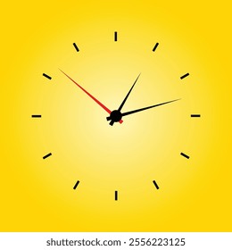 Clock icon in trendy flat style isolated on yellow background. watch application icons. clock sign icon. wall clock design. vector illustration