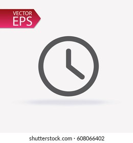 Clock icon in trendy flat style isolated on light background with shadow. Time sign. Alarm symbol for your web site design, logo, app, UI. Vector illustration, EPS10.