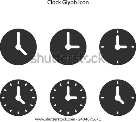 Clock icon in trendy flat style isolated on white background. Clock glyph icon page symbol for your web site design Clock icon logo, app, UI.