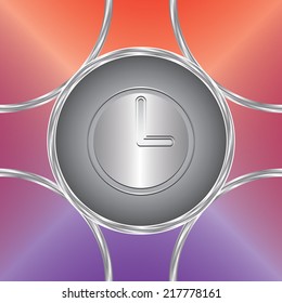 Clock icon. Vector button. Bright background. Original design             
