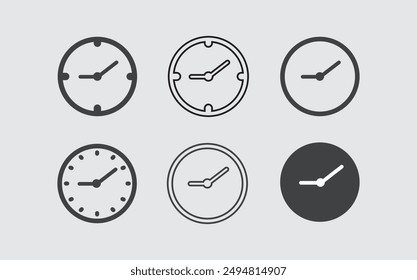 clock icon vector with different styles. time logo