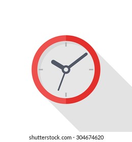 Clock icon - vector , eps10 (flat icon ,  long shadow)